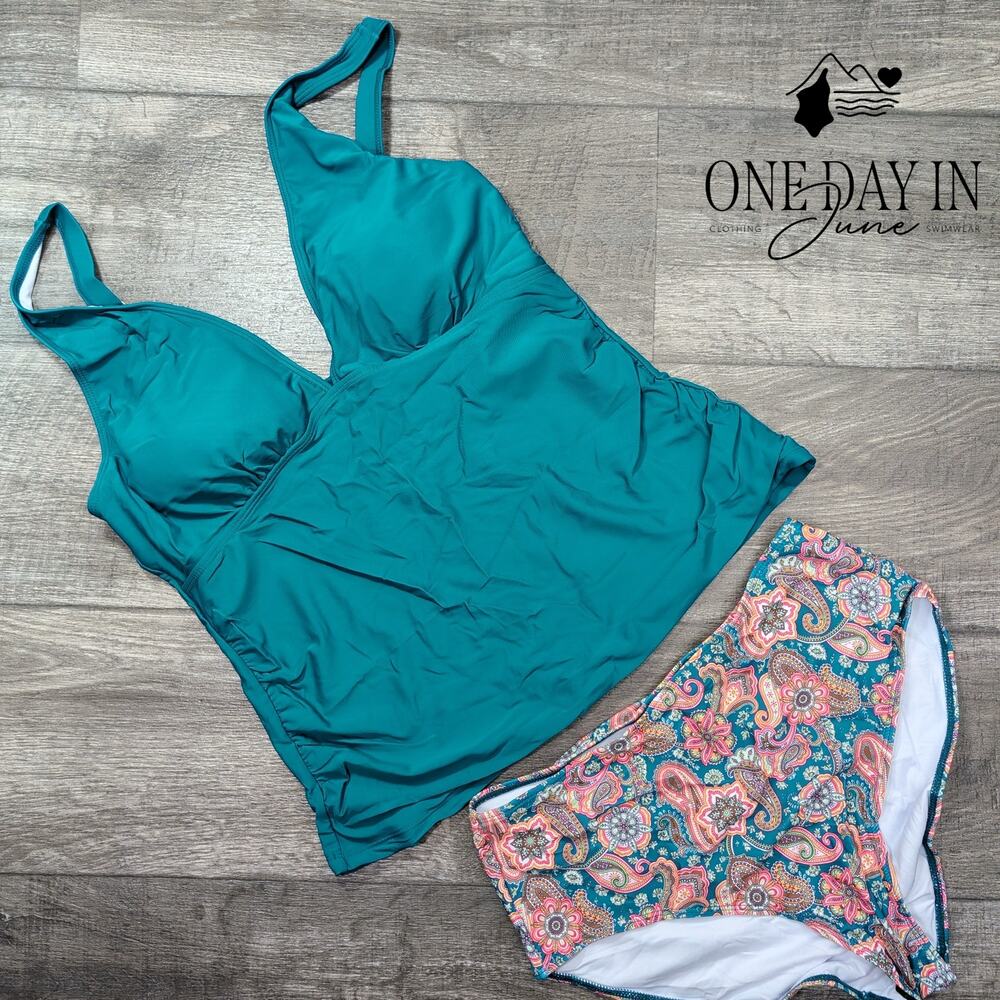 Zaful Paisley Tankini Swimsuit Size L